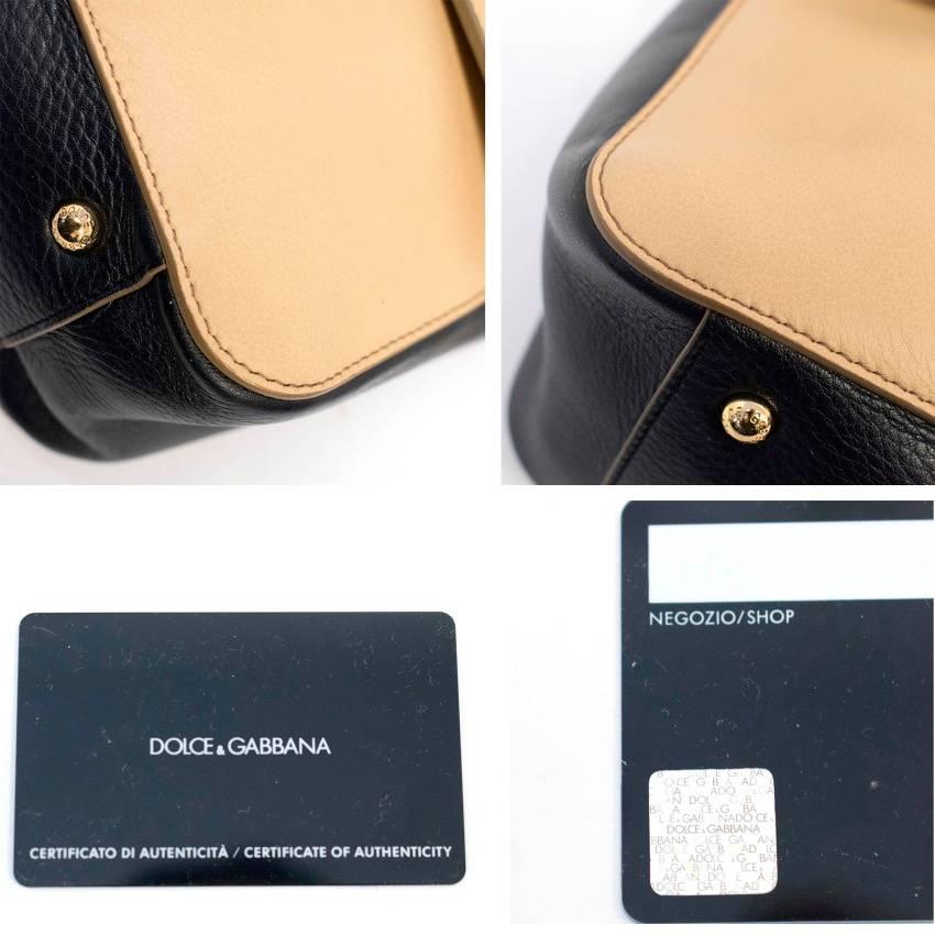 Dolce & Gabbana Beige And Black Leather Shoulder Bag For Sale 5