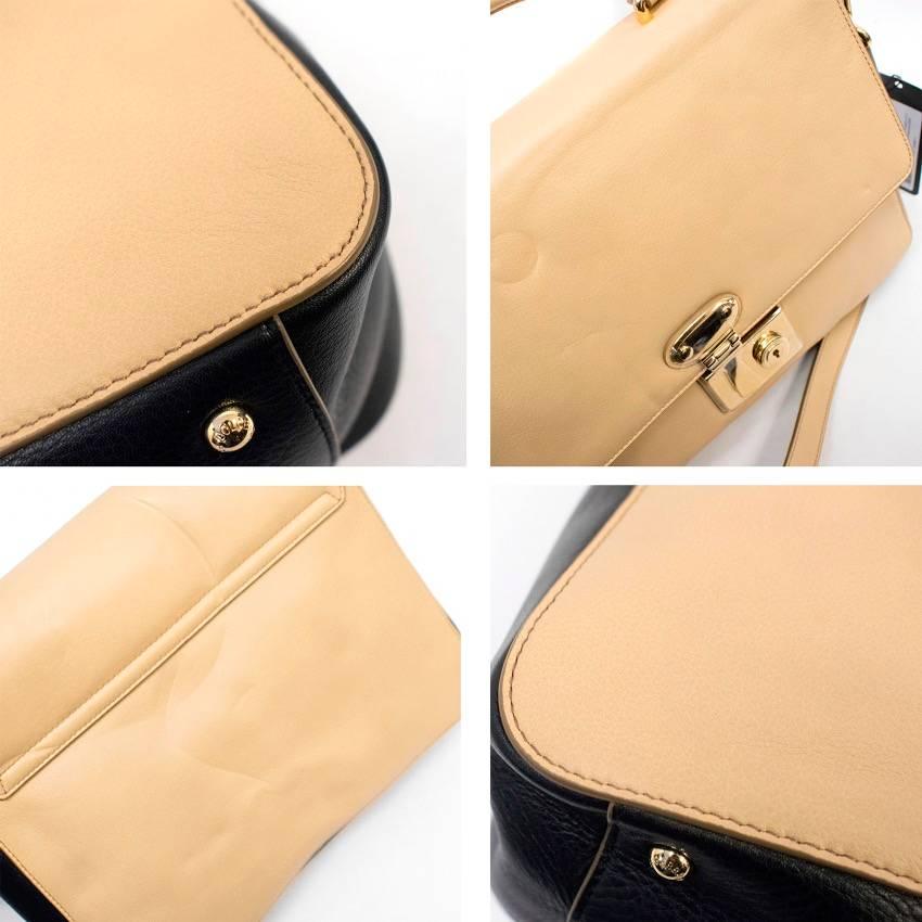 Dolce & Gabbana Beige And Black Leather Shoulder Bag For Sale 4