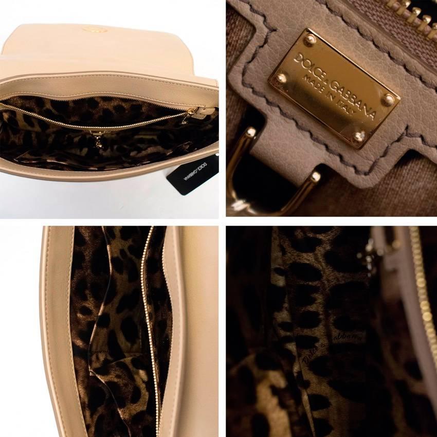 Dolce & Gabbana Beige And Black Leather Shoulder Bag For Sale 3