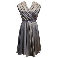 Christian Dior Grey Silk Skater Dress with Belt 9