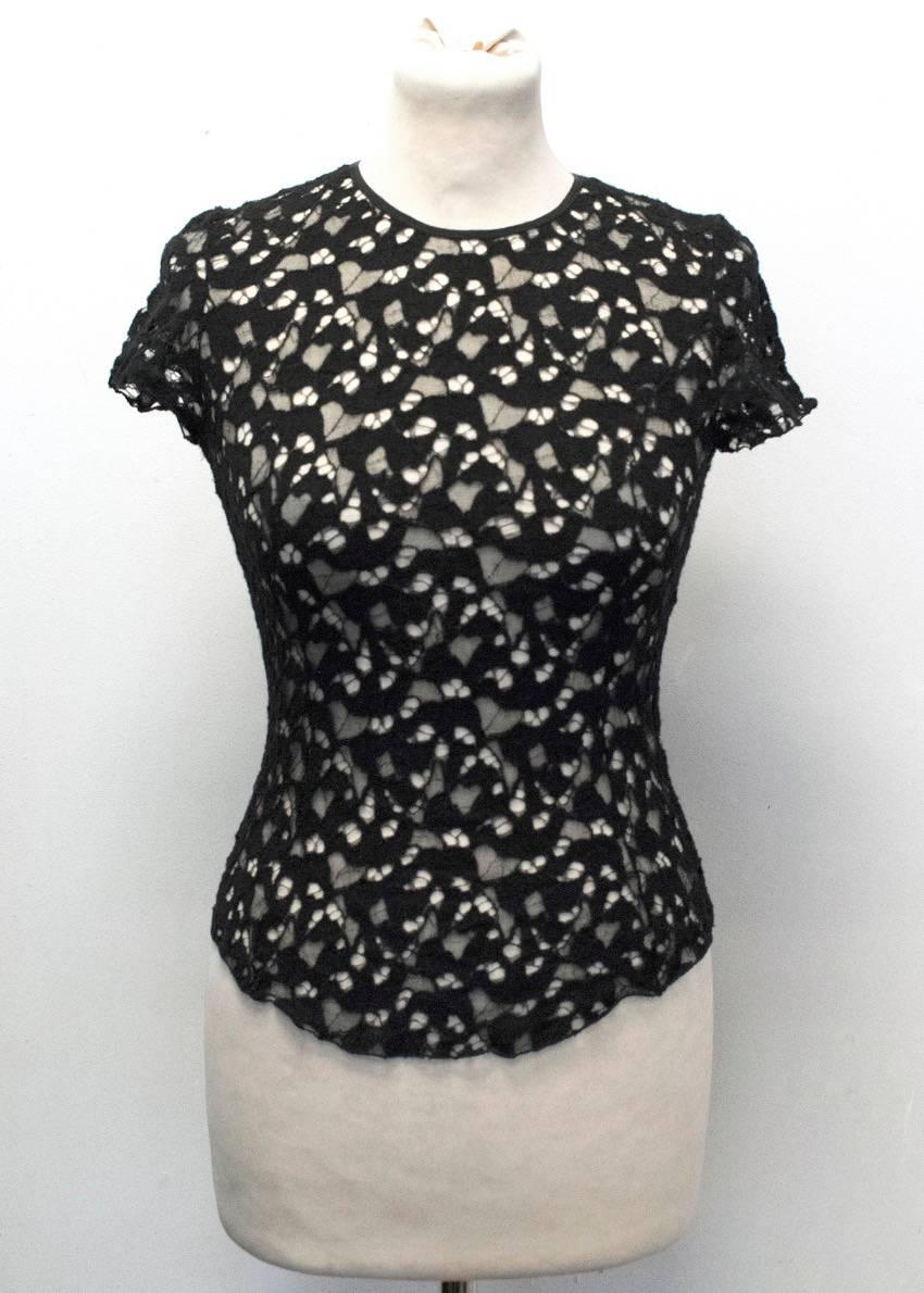 Nina Ricci Black Lace Sheer Top In Excellent Condition For Sale In London, GB