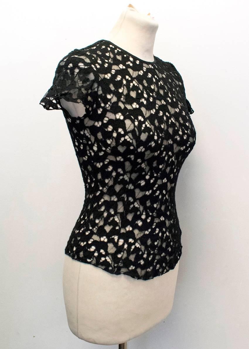 Nina Ricci Black Lace Sheer Top For Sale 3