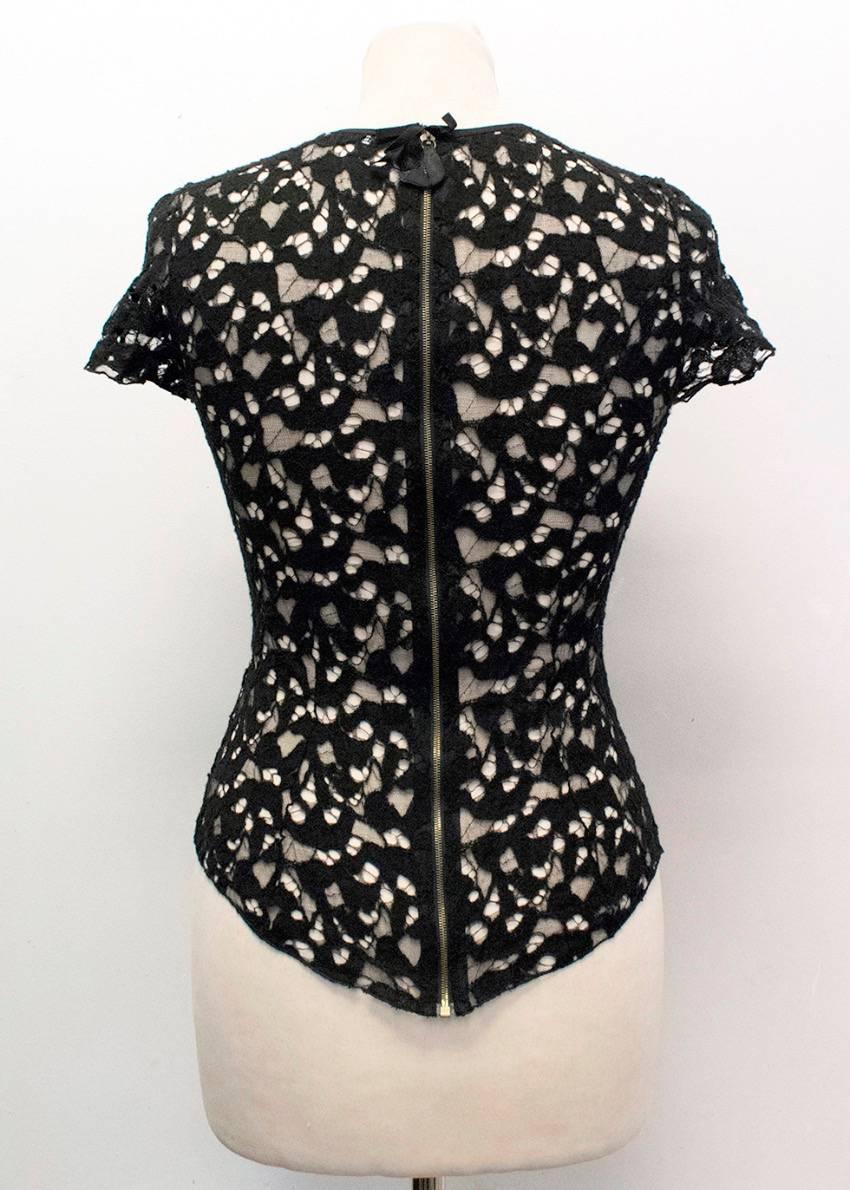 Nina Ricci Black Lace Sheer Top For Sale 4