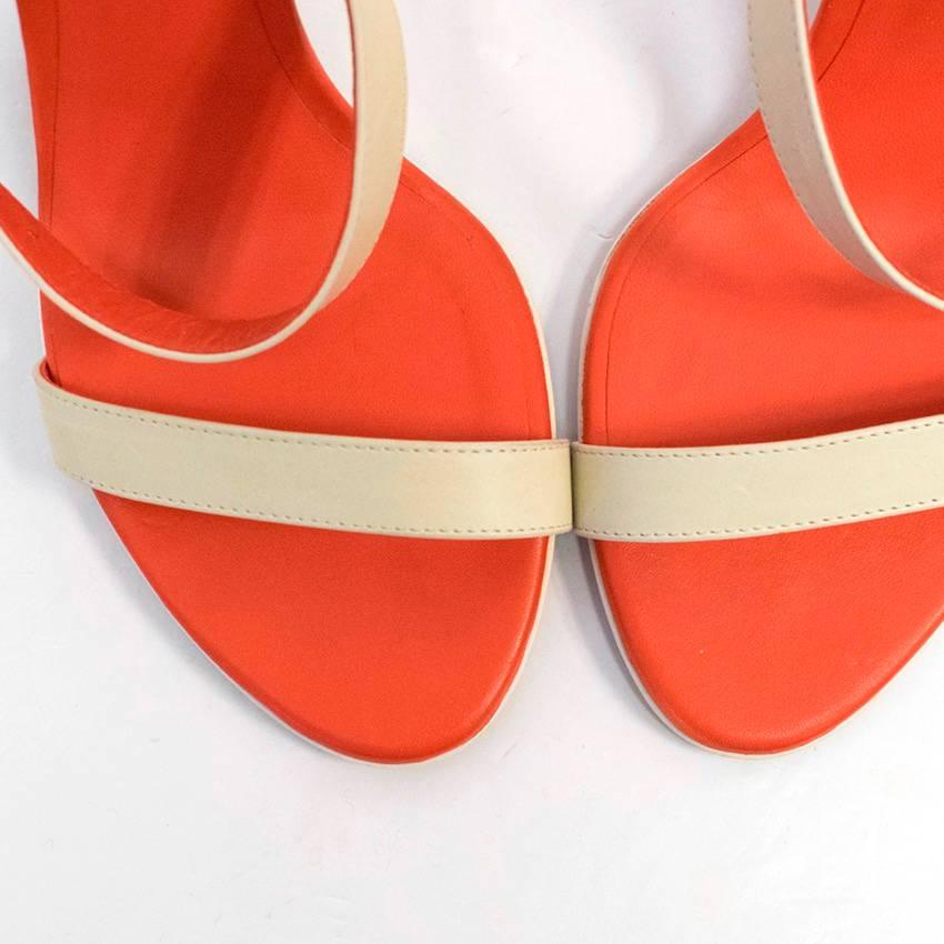 Bottega Veneta Beige and Red Strappy Sandals 1