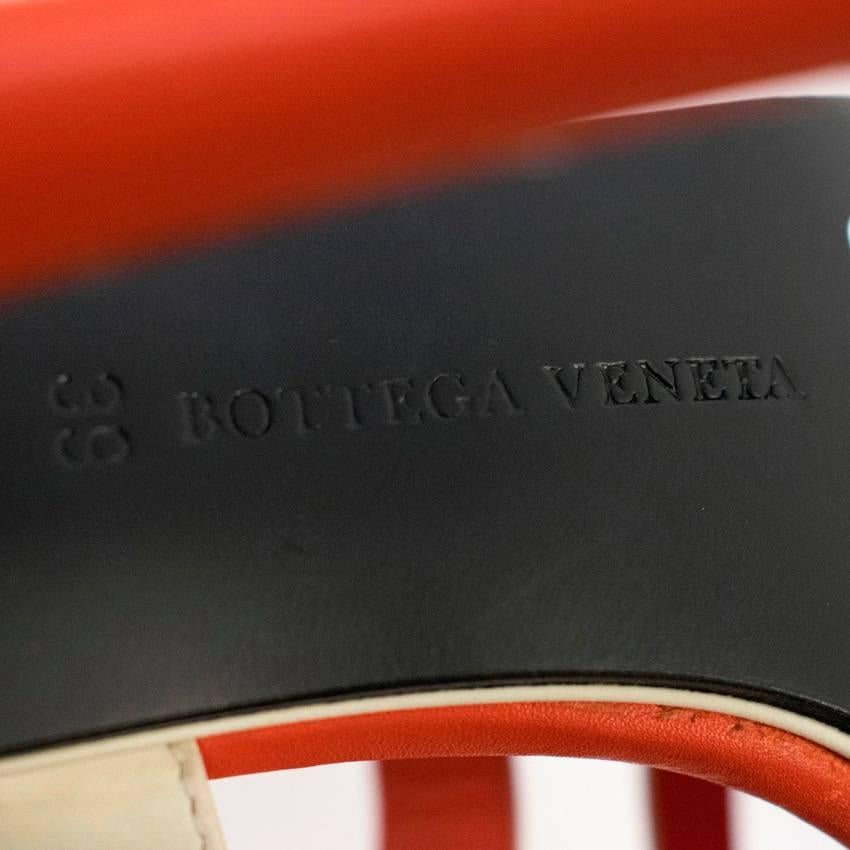 Bottega Veneta Beige and Red Strappy Sandals 4