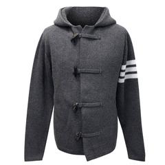 Thom Browne Grey Cashmere Hooded Cardigan 10