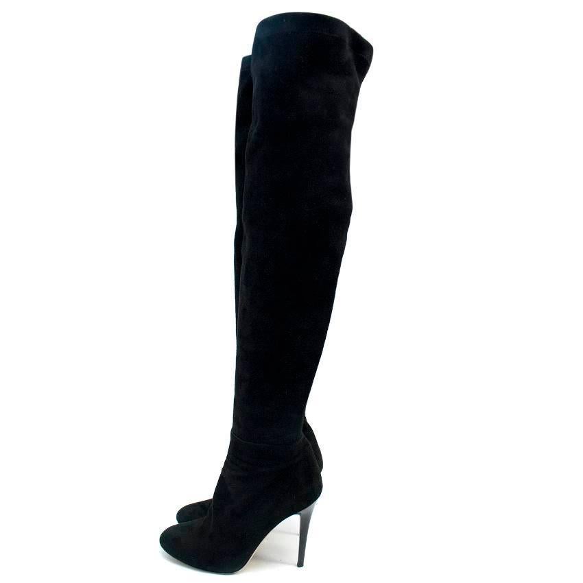 Jimmy Choo Black Suede Over-the-Knee Boots In Excellent Condition For Sale In London, GB