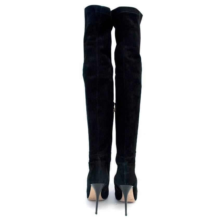 Jimmy Choo Black Suede Over-the-Knee Boots For Sale 1