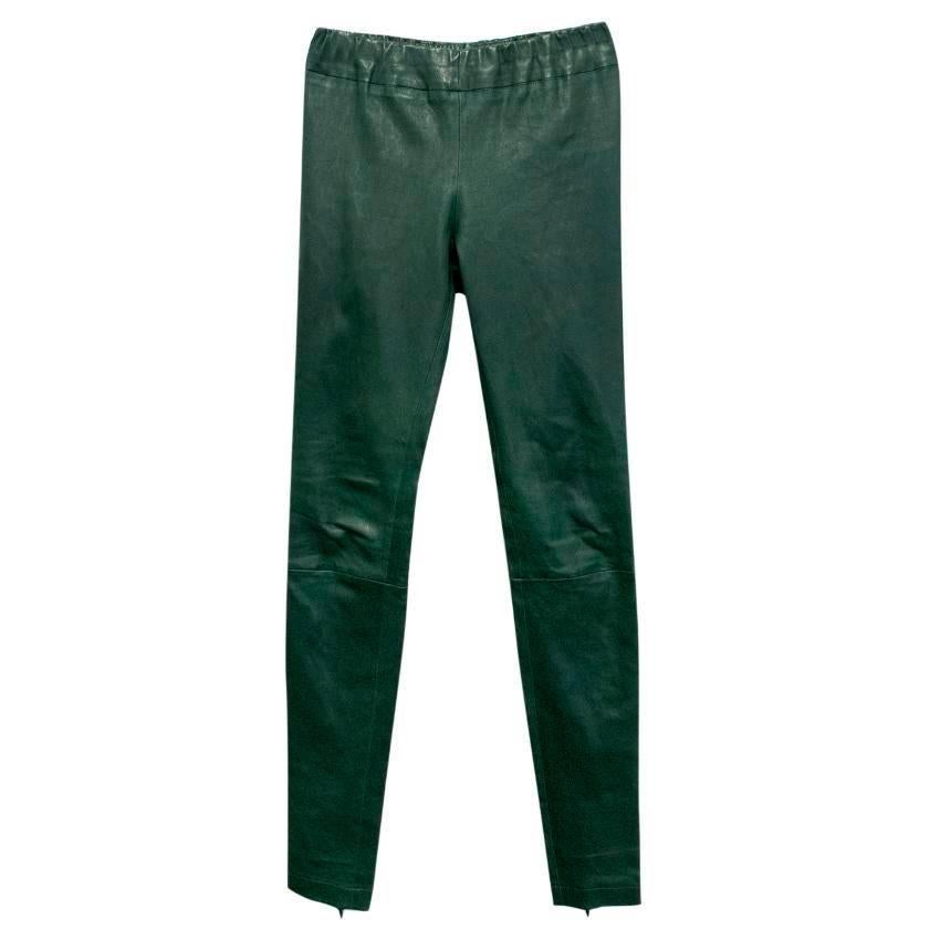 Snow from St Barth Green Leather Leggings For Sale