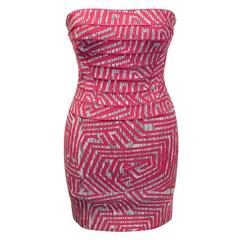 Herve Leger Pink Geometric Bodycon Dress 3