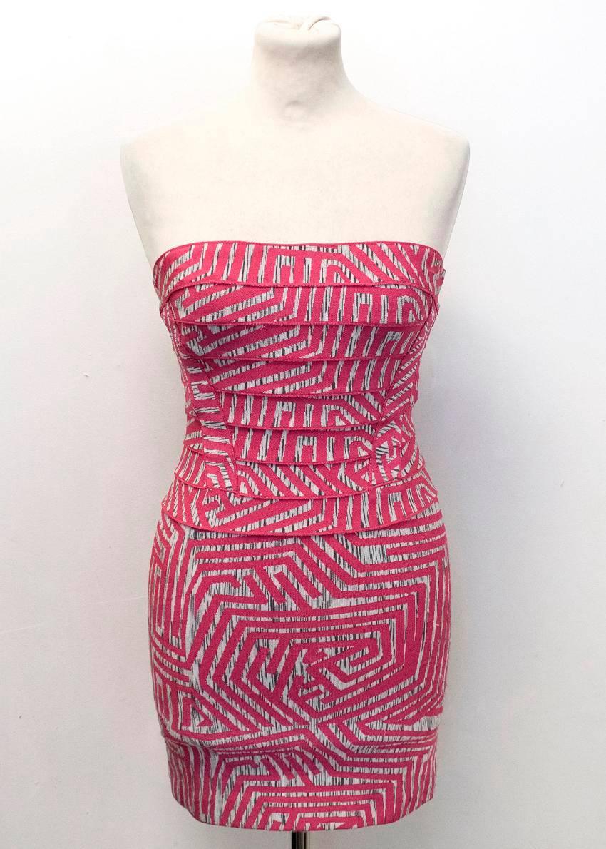 Herve Leger Pink Geometric Bodycon Dress For Sale 1