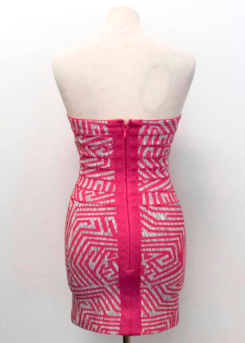 Herve Leger Pink Geometric Bodycon Dress For Sale 3
