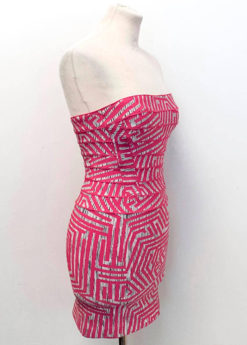 Herve Leger Pink Geometric Bodycon Dress For Sale 4