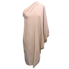 Lanvin Taupe One Shoulder Asymmetric Dress 2