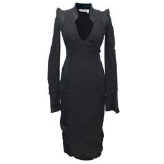 Yves Saint Laurent Black Silk Long Sleeved Dress 12