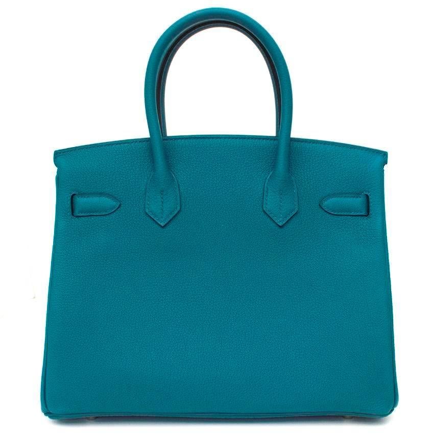 Hermes Cobalt Blue Togo Leather 30cm Birkin For Sale 6