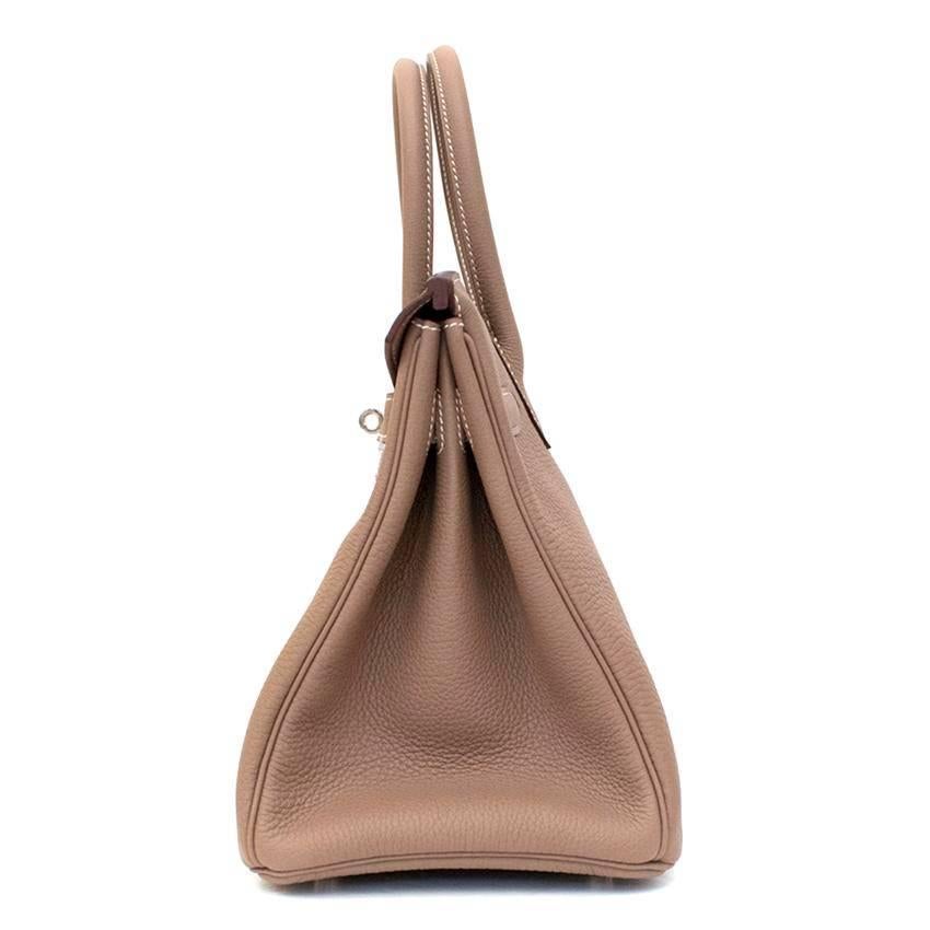 Brown Hermes Etoupe 30cm Birkin Bag For Sale