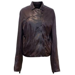 Bottega Veneta Plum Leather Jacket It 48
