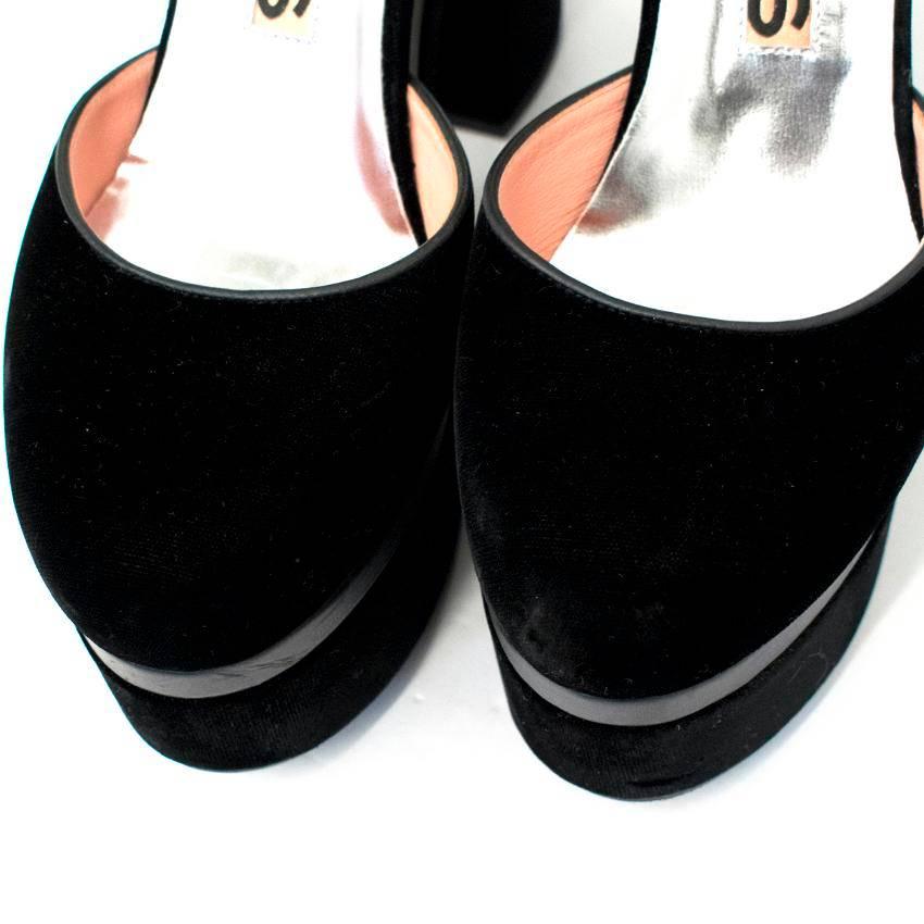 black velvet platform heels