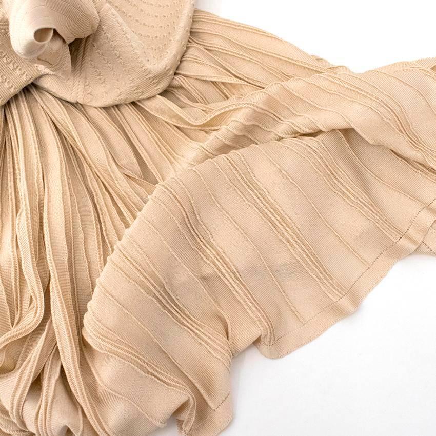 Beige Chanel Nude Pleated Dress For Sale