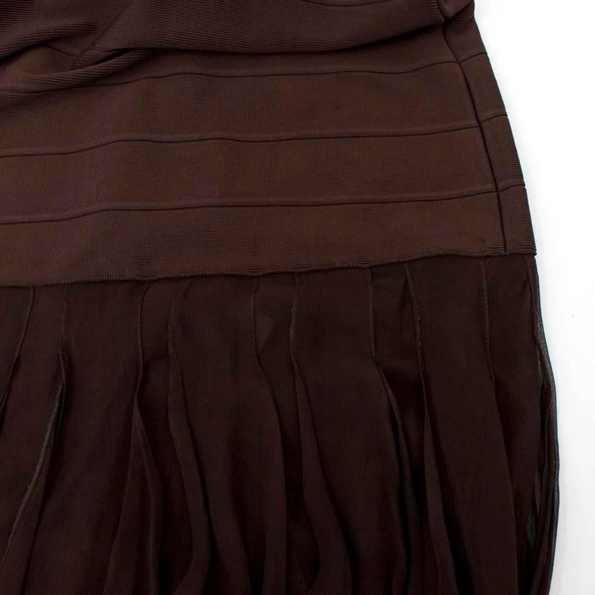 Herve Leger Brown Floor Length Dress With Chiffon In New Condition For Sale In London, GB