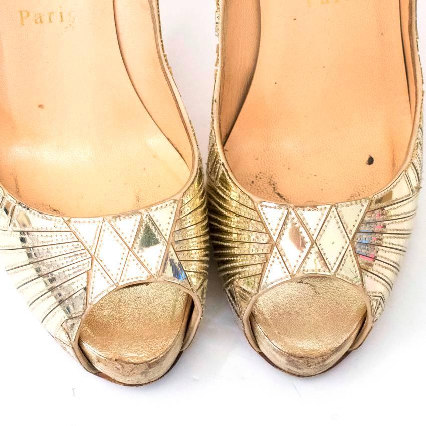 gold open toe heels