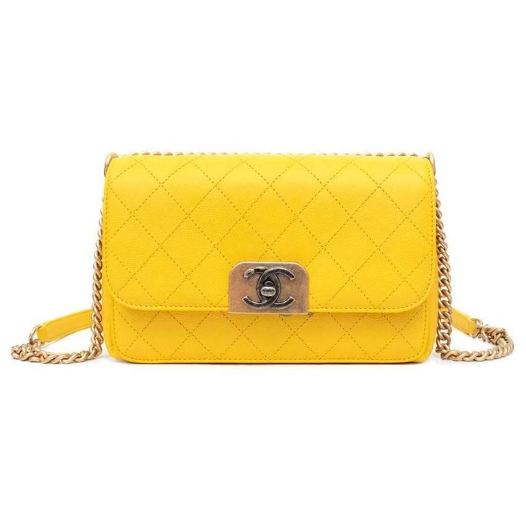 Chanel Yellow Crossbody Flap Bag For Sale at 1stDibs