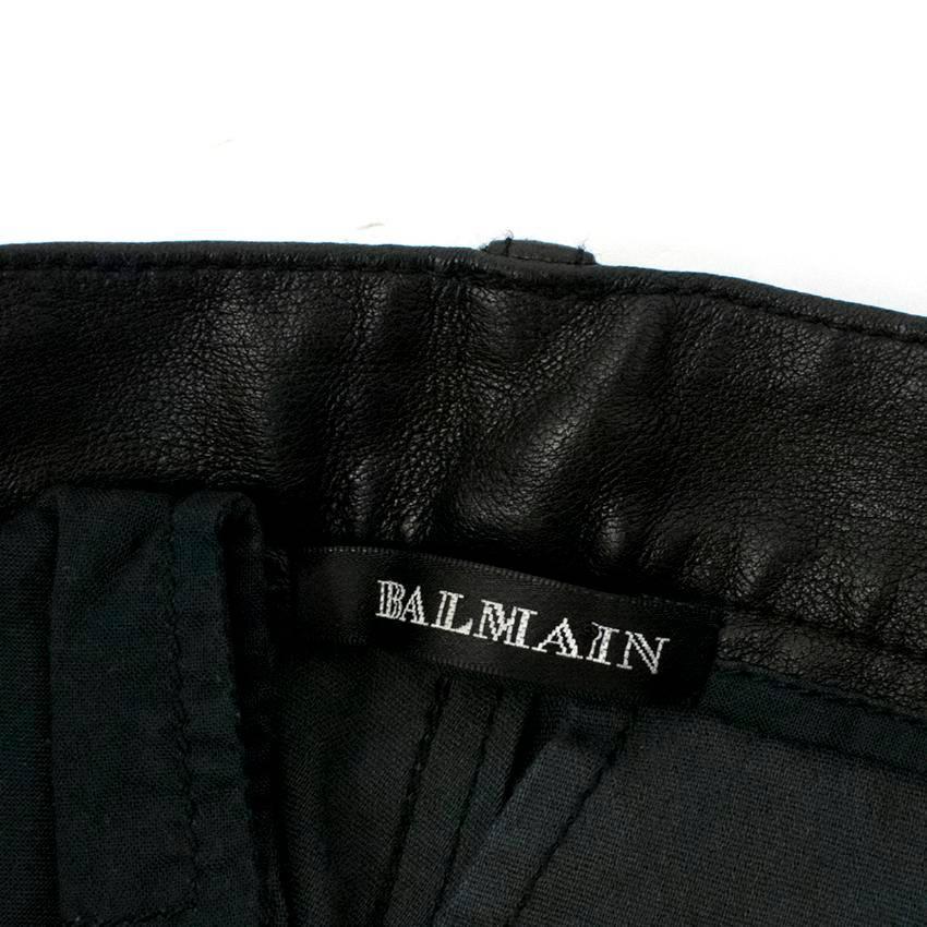 Women's Balmain Black Cropped Leather Pants For Sale