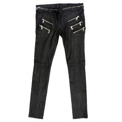 Balmain Black Cropped Leather Pants 7