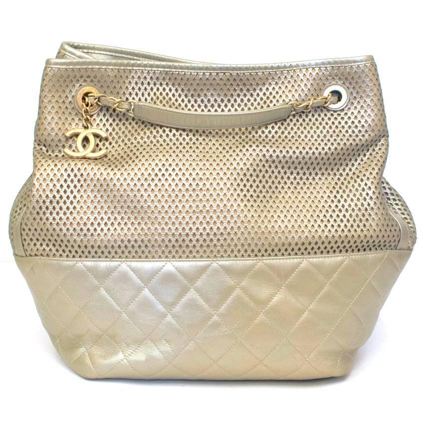 Women's or Men's Chanel Pale Gold Shoulder Bag For Sale