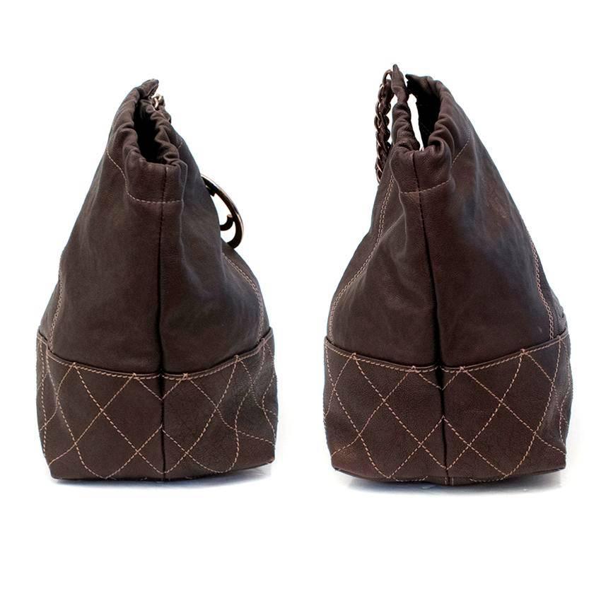 Black Chanel Brown Shoulder Bag With Bronze Hardware For Sale