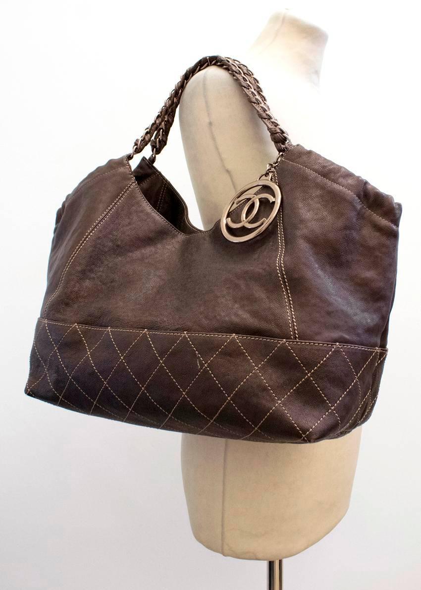 Chanel Brown Shoulder Bag With Bronze Hardware For Sale 2
