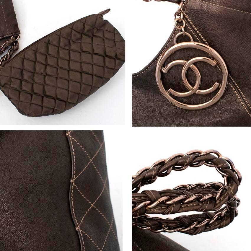Chanel Brown Shoulder Bag With Bronze Hardware For Sale 3