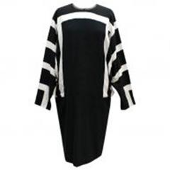 Chloe Black and White Long Sleeve Shift Dress