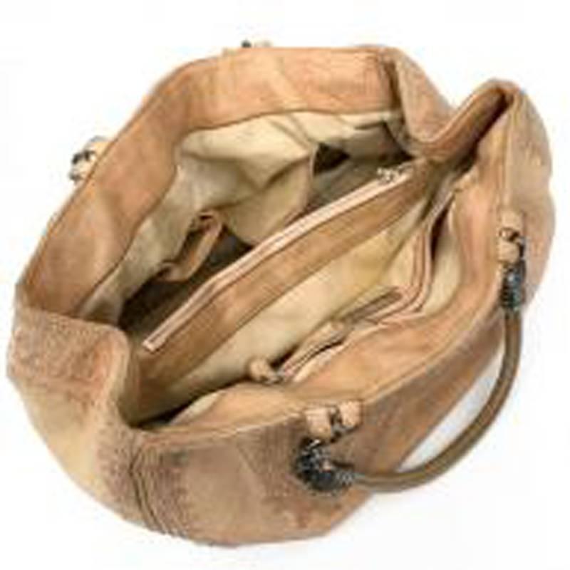 Ermanno Scervino Patterned Tan Leather Tote Bag For Sale 5