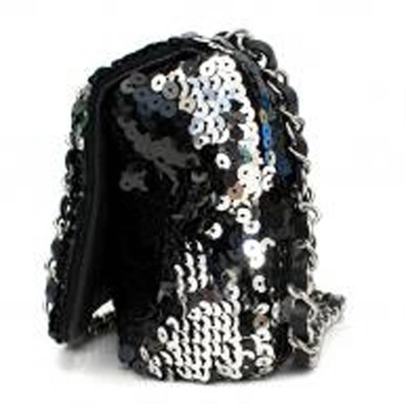 Chanel Black Sequin Flap Bag For Sale 2