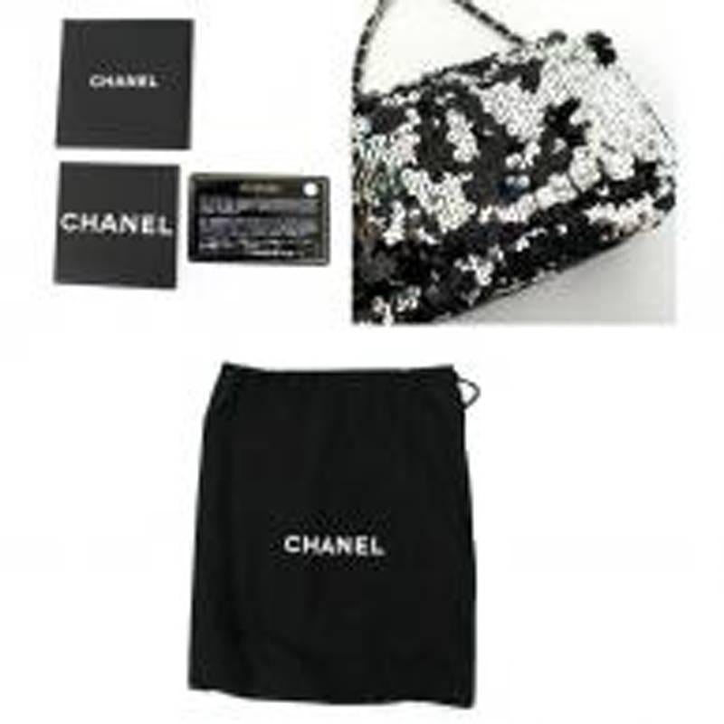 Chanel Black Sequin Flap Bag For Sale 4