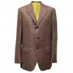 Kiton Brown Cashmere & Linen Check Blazer