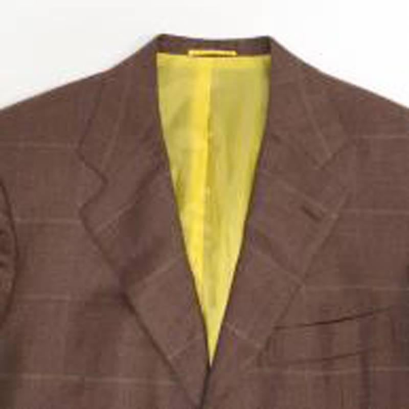 Men's Kiton Brown Cashmere & Linen Check Blazer For Sale