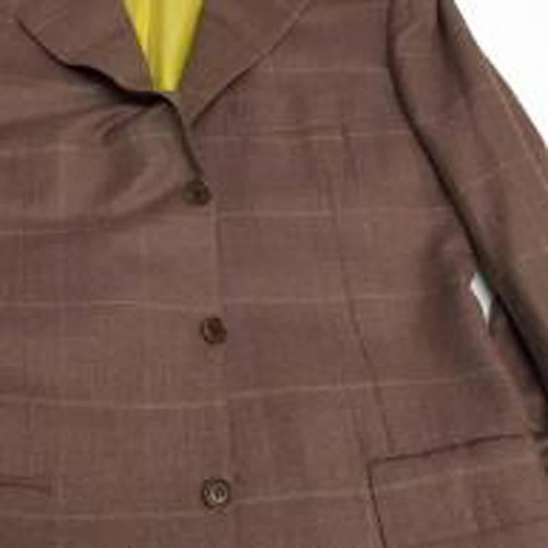 Kiton Brown Cashmere & Linen Check Blazer For Sale 4