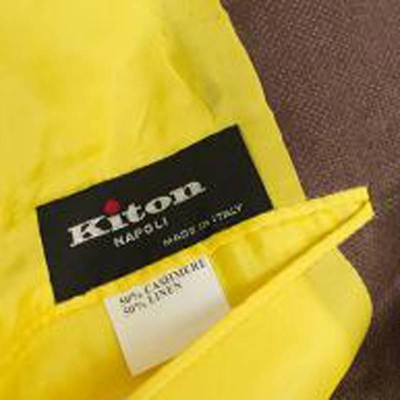 Kiton Brown Cashmere & Linen Check Blazer For Sale 5