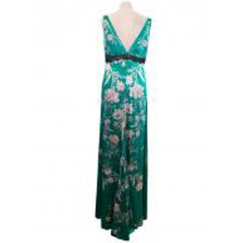 Roberto Cavalli Green Floral Gown In New Condition For Sale In London, GB