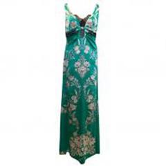 Roberto Cavalli Green Floral Gown