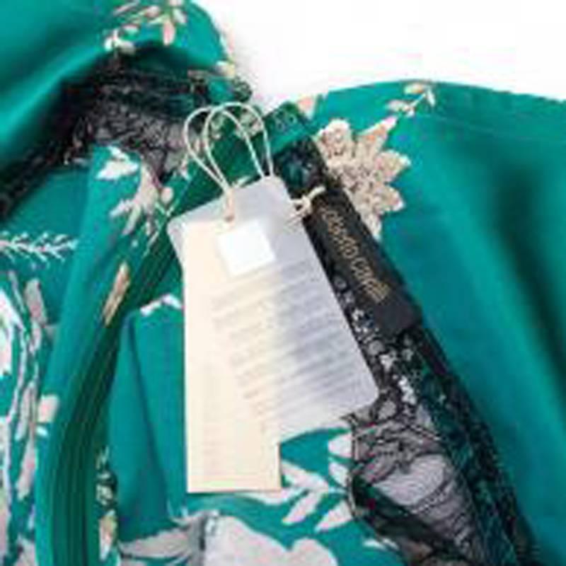 Roberto Cavalli Green Floral Gown For Sale 1