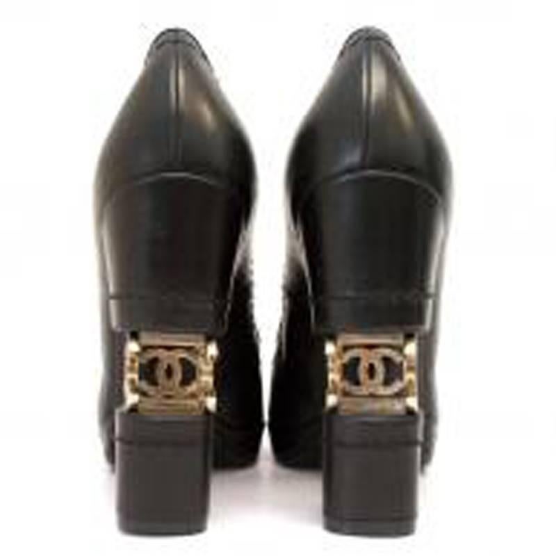 chanel black platform heels