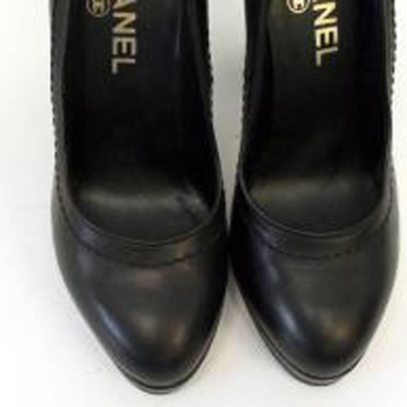 chanel black platform heels