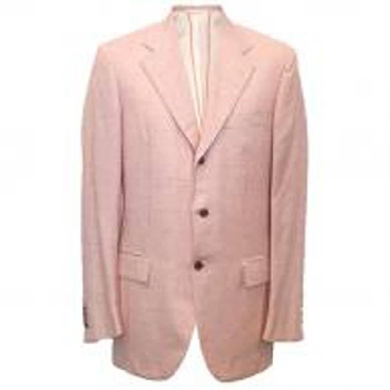 Kiton Pink Woven Blazer For Sale