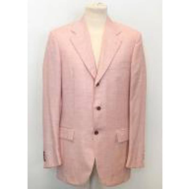 Kiton Pink Woven Blazer For Sale 3
