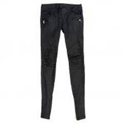 Balmain Black Leather Biker Trousers 12