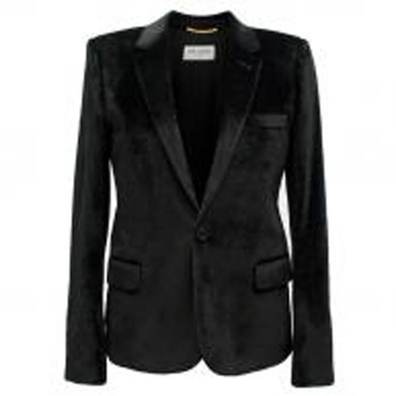 Saint Laurent Black Velvet Blazer - Size US 4 For Sale